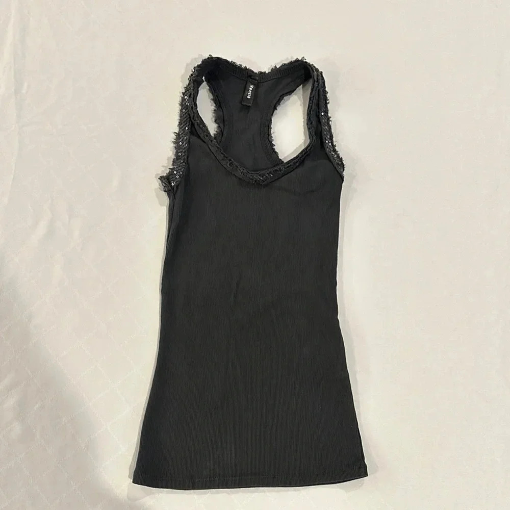 Venti6 Rib Tank Top sequin detail small EUC‎